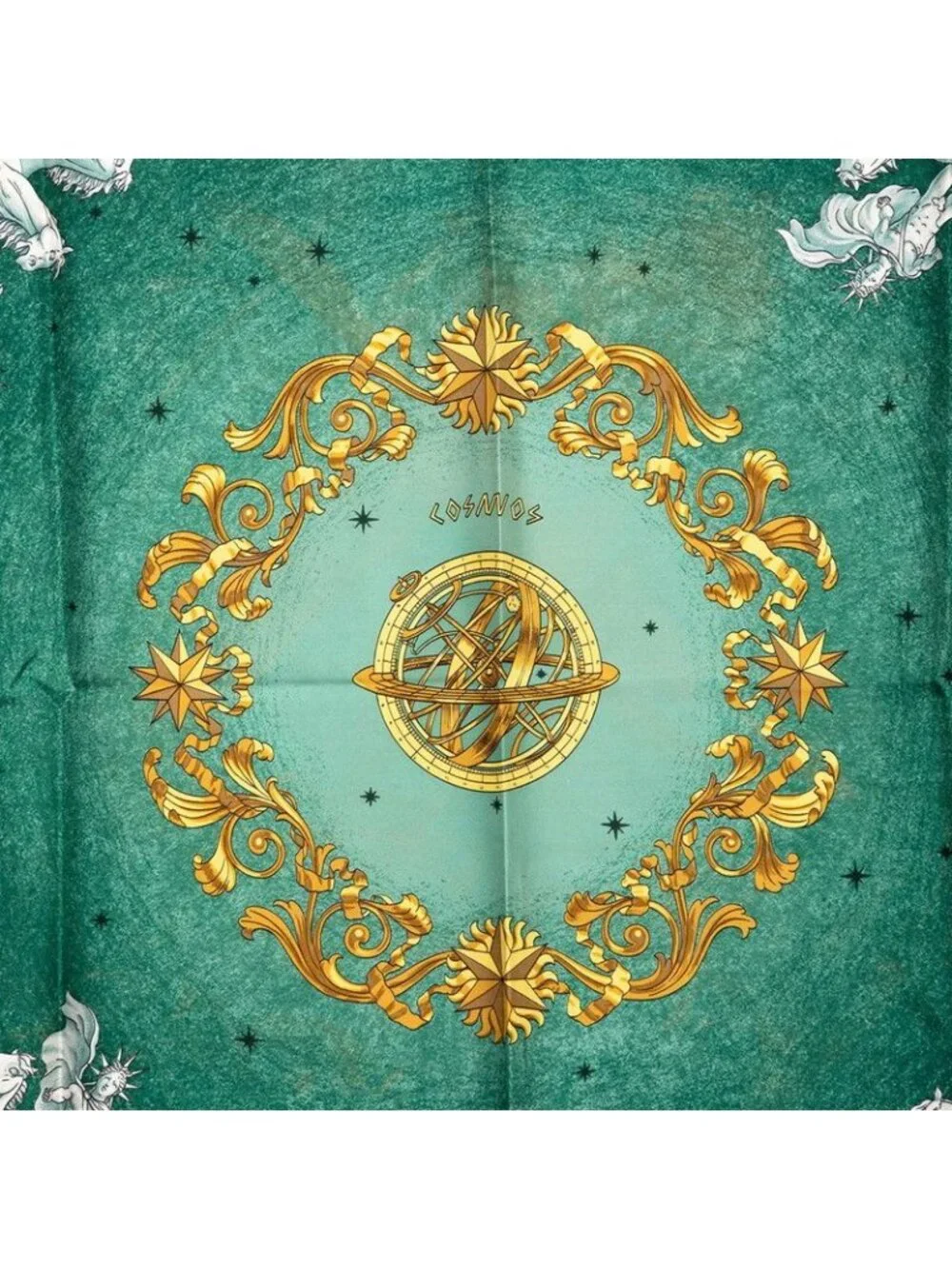 Hermes Carre 90 Cosmos Cosmology Scarf Green White Yellow Silk